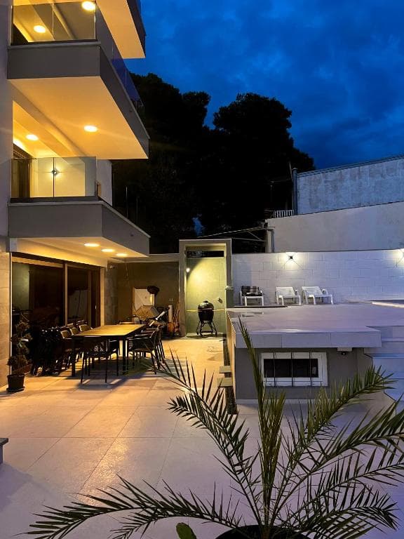 Outdoor barbecue and dining area